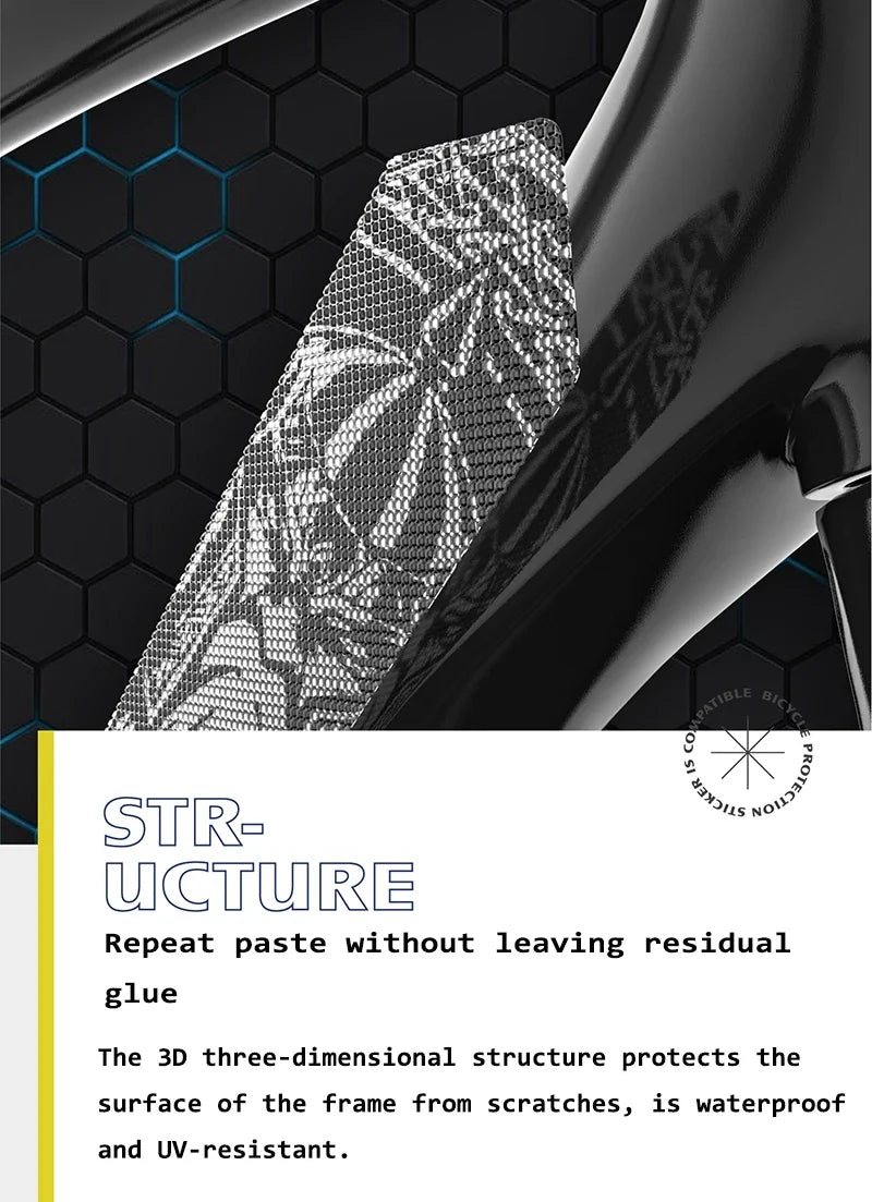 Enlee 3D Bicycle Sticker MtTB PVC Anti-Scratch Waterproof No Yellowing Protective Film Bicycle Frame Protector Accessories TM01