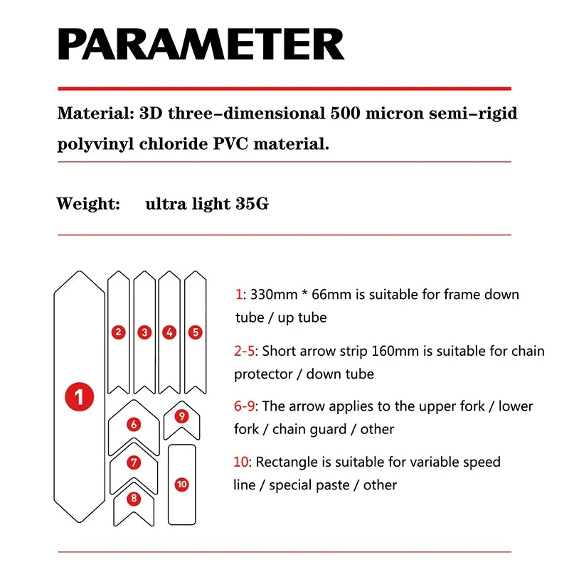Enlee 3D Bicycle Sticker MtTB PVC Anti-Scratch Waterproof No Yellowing Protective Film Bicycle Frame Protector Accessories TM01