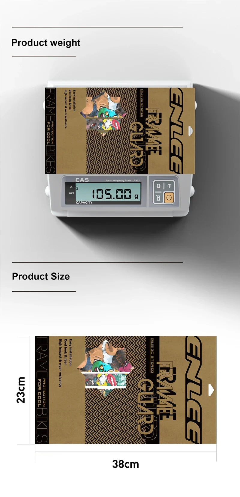 Enlee 3D Bicycle Sticker MtTB PVC Anti-Scratch Waterproof No Yellowing Protective Film Bicycle Frame Protector Accessories TM01