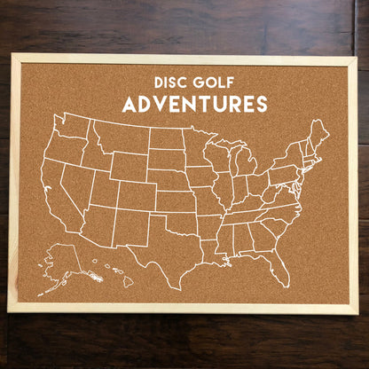 Disc Golf Pins Cork Board - ALL 50 STATE PINS INCLUDED