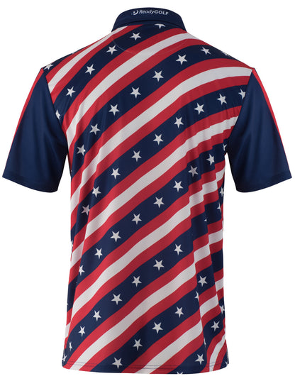 USA Stars and Bars Mens Golf Polo Shirt by ReadyGOLF
