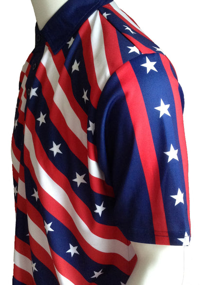 USA Stars and Bars Mens Golf Polo Shirt by ReadyGOLF