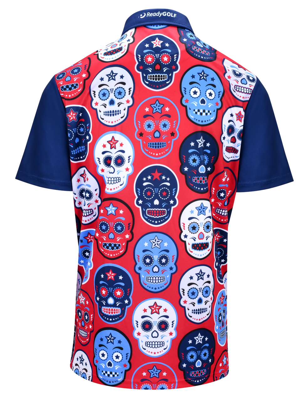 USA Sugar Skulls Mens Golf Polo Shirt by ReadyGOLF