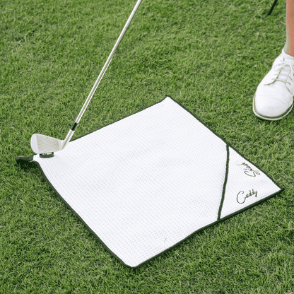 Golf Pocket Mag Towel - White + Golf Club Water Brush Pro Bundle