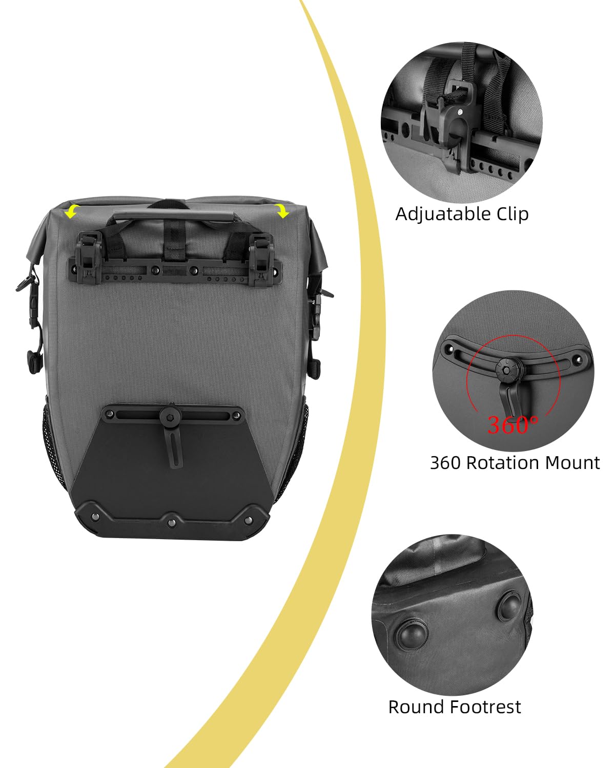 ROCKBROS 27L Waterproof Bike Pannier Bag Grocery Touring Cycling Large Capacity Rear Rack Bag