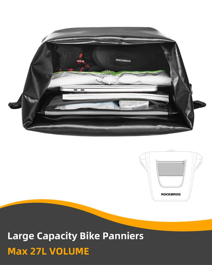 ROCKBROS 27L Waterproof Bike Pannier Bag Grocery Touring Cycling Large Capacity Rear Rack Bag