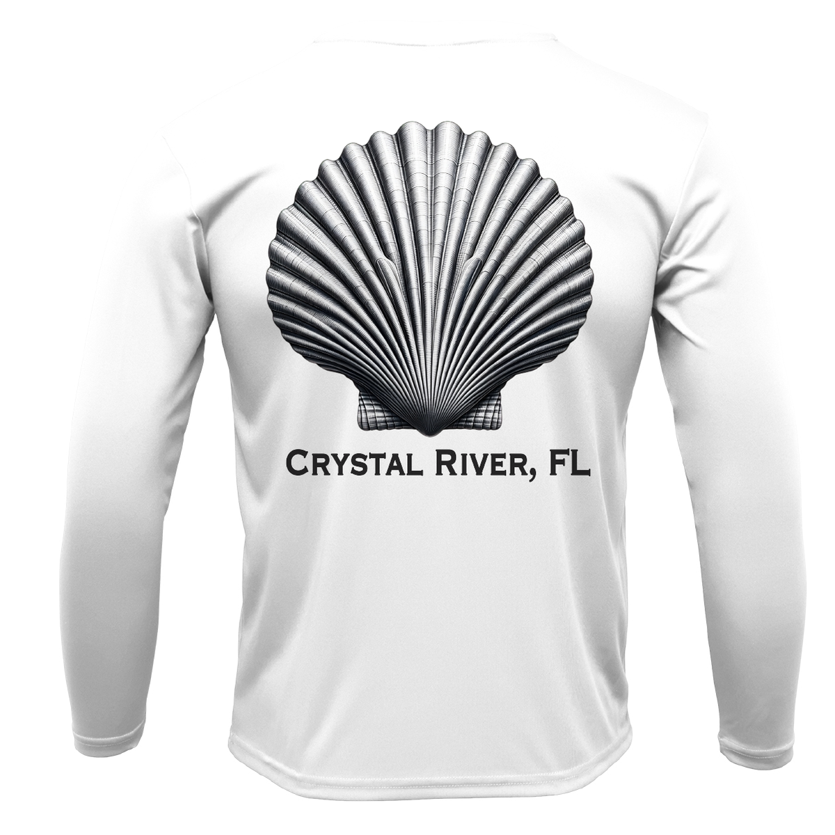 Crystal River, FL Scallop Men's Long Sleeve UPF 50+ Dry-Fit Shirt