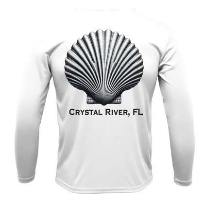 Crystal River, FL Scallop Men's Long Sleeve UPF 50+ Dry-Fit Shirt