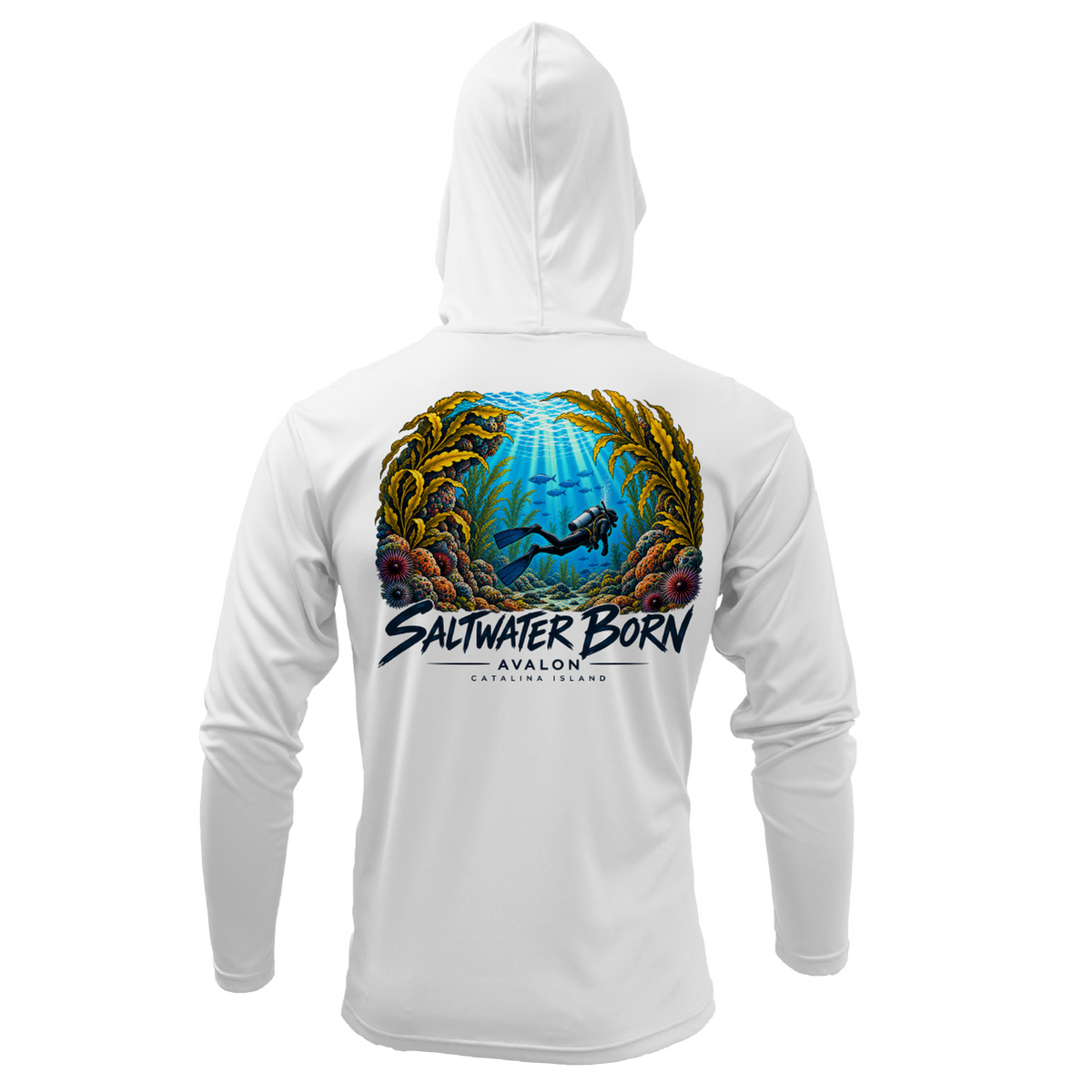 Avalon, CA Underwater Reef Adventure Men's Long Sleeve UPF 50+ Dry-Fit Hoodie