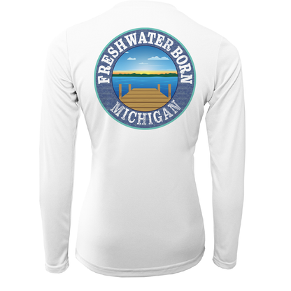Michigan "Freshwater Heals Everything" Women's Long Sleeve UPF 50+ Dry-Fit Shirt