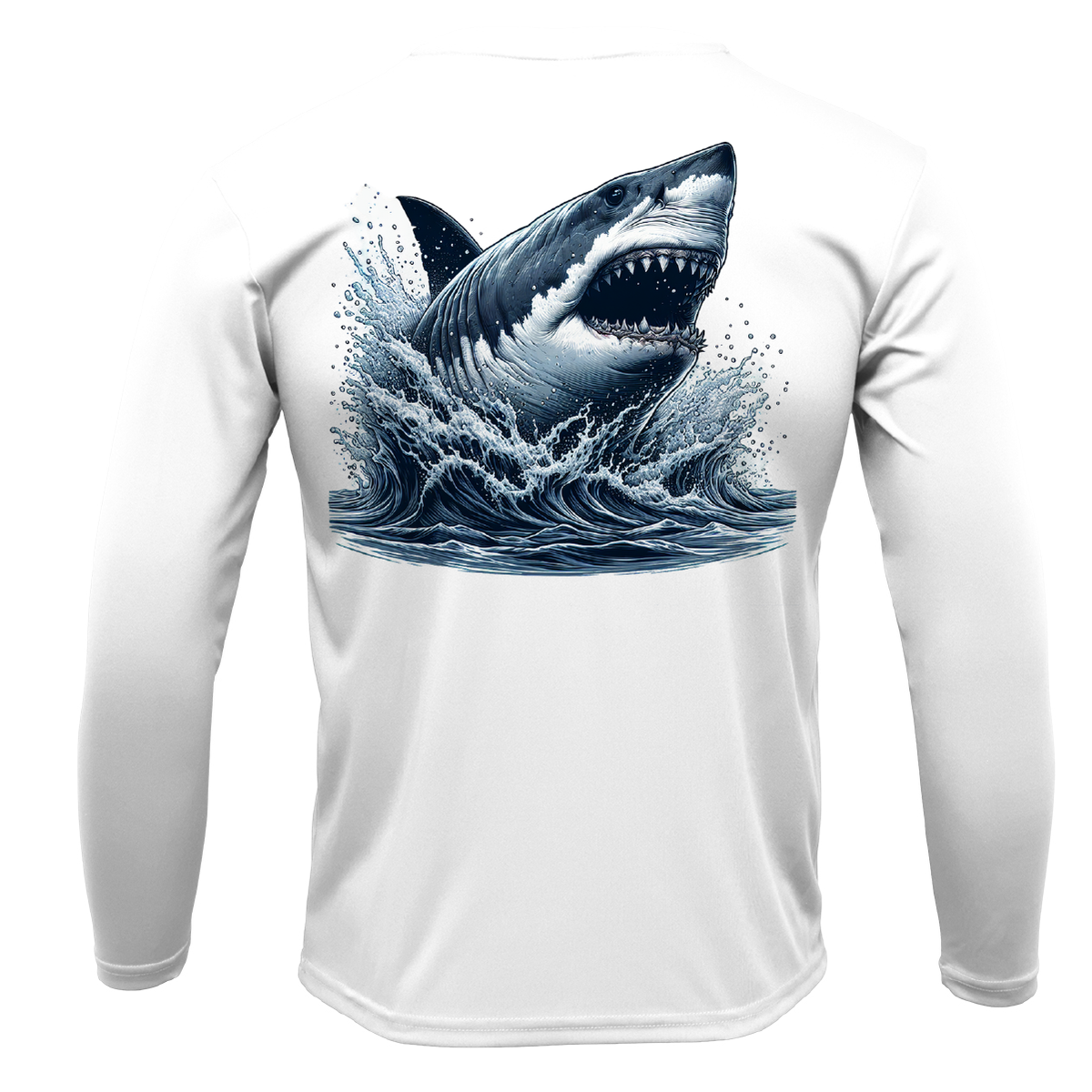 Cape Cod, MA Jaws Boy's Long Sleeve UPF 50+ Dry-Fit Shirt