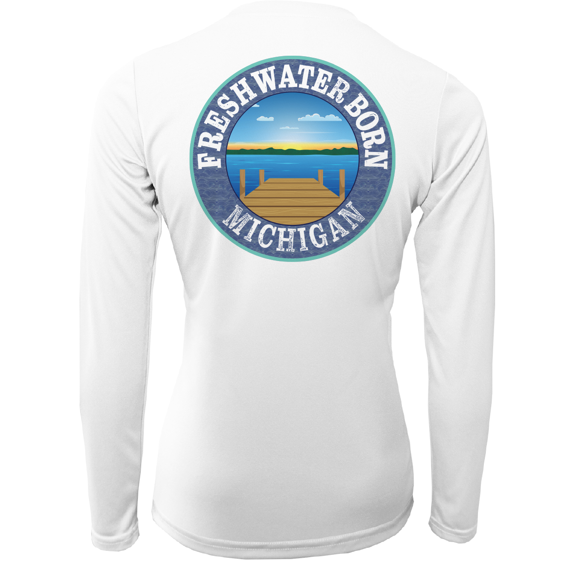 Michigan Freshwater Born Linear Logo Women's Long Sleeve UPF 50+ Dry-Fit Shirt