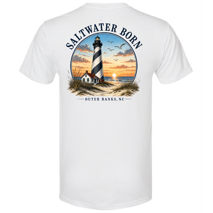 Saltwater Born Outer Banks, NC Lighthouse Triblend Tee