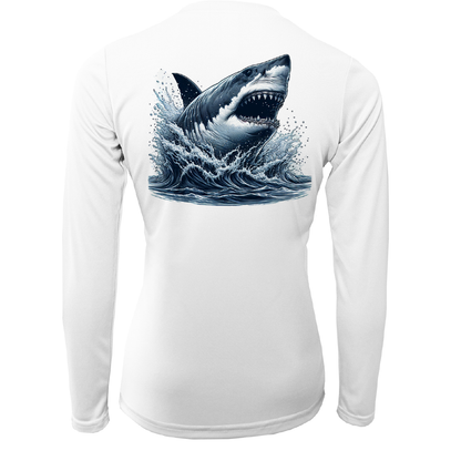 Cape Cod, MA Jaws Women's Long Sleeve UPF 50+ Dry-Fit Shirt