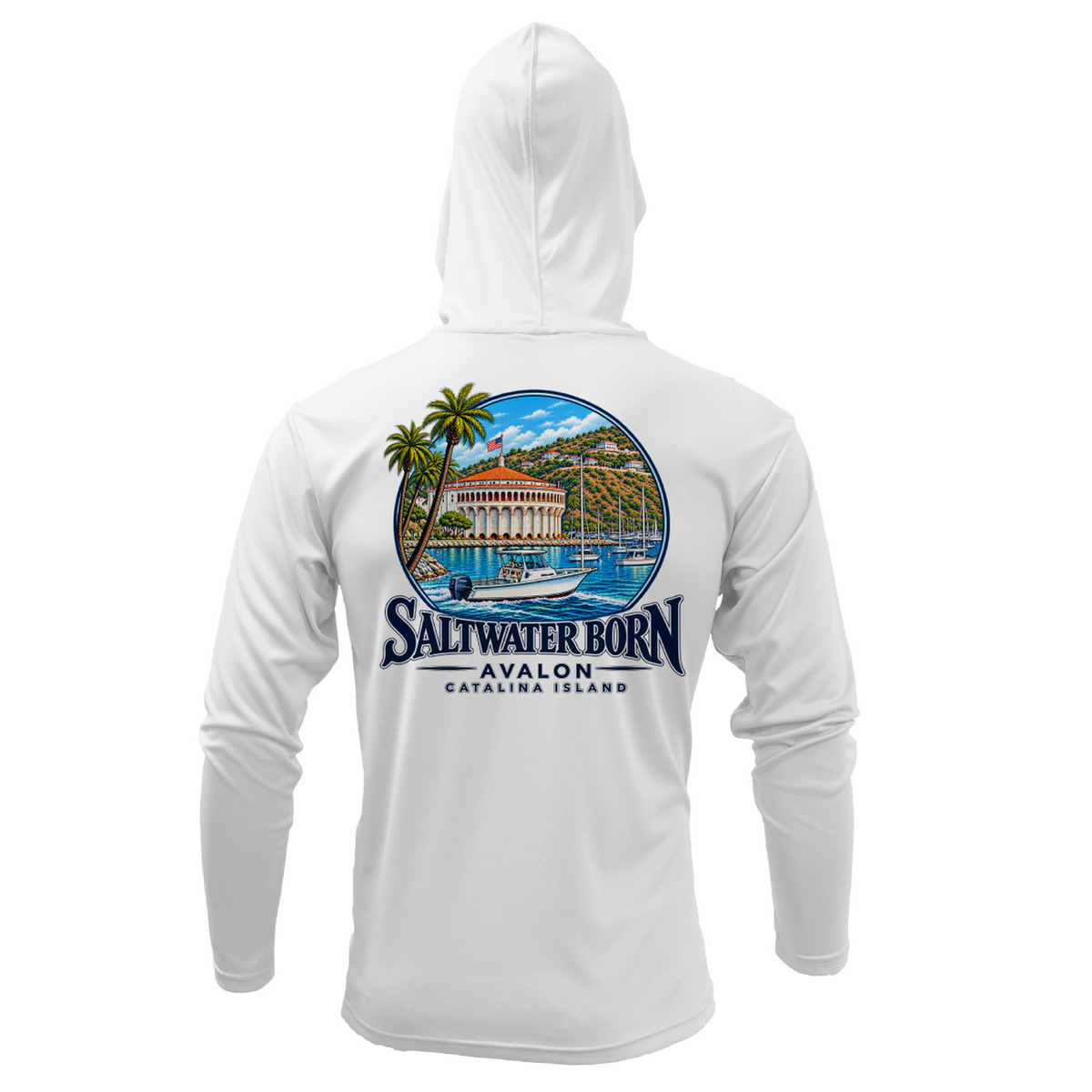 Avalon, CA Harbor Men's Long Sleeve UPF 50+ Dry-Fit Hoodie