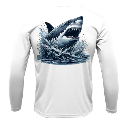 Cape Cod, MA Jaws Men's Long Sleeve UPF 50+ Dry-Fit Shirt