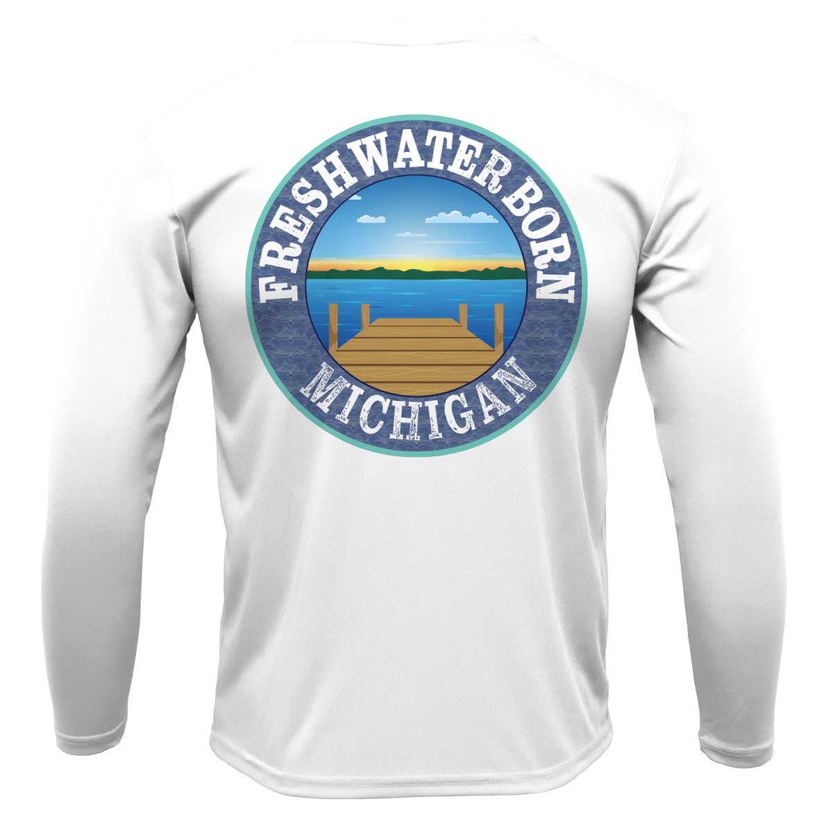 Michigan Freshwater Born Linear Logo Boy's Long Sleeve UPF 50+ Dry-Fit Shirt