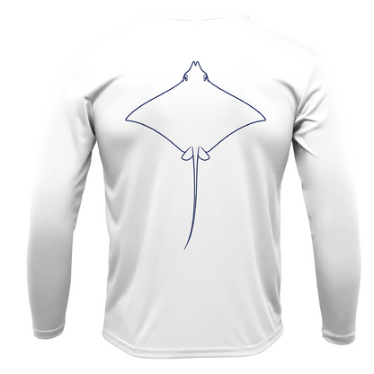 Eagle Ray Outline Men's Long Sleeve UPF 50+ Dry-Fit Shirt