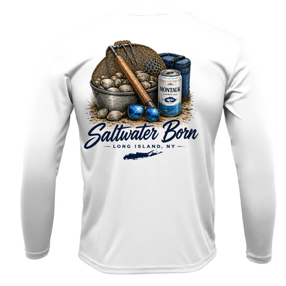 Beers, Clams, and Shades Long Island, NY Men's Long Sleeve UPF 50+ Dry-Fit Shirt