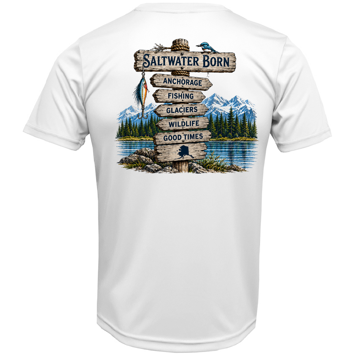 Anchorage, AK Adventure Signpost Men's Short Sleeve UPF 50+ Dry-Fit Shirt