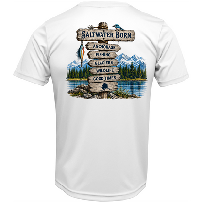Anchorage, AK Adventure Signpost Men's Short Sleeve UPF 50+ Dry-Fit Shirt