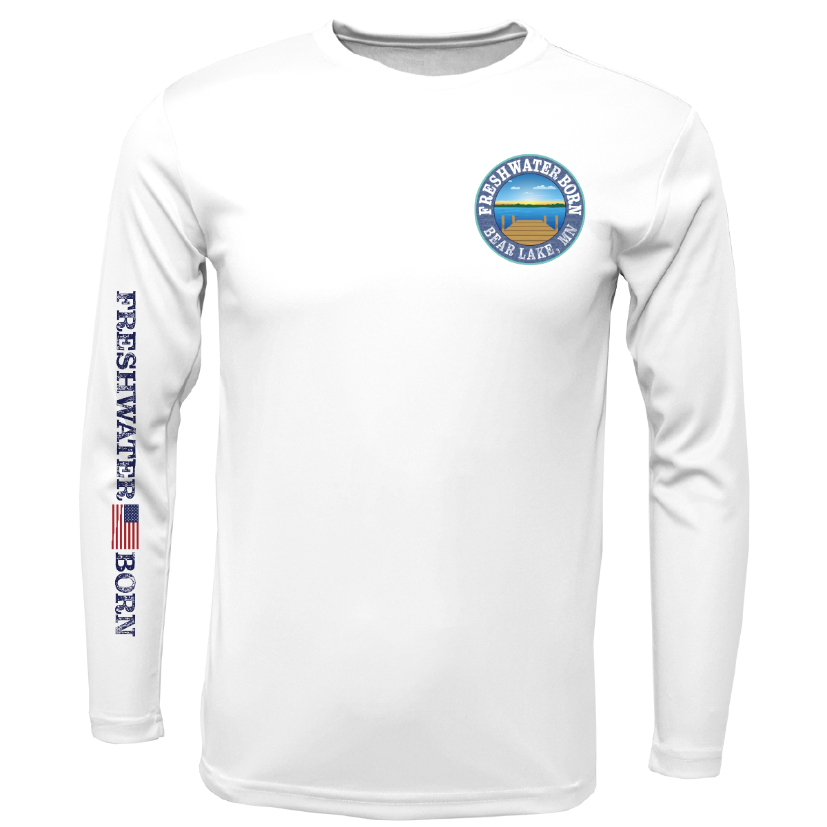 Bear Lake, MN Freshwater Born State Flag Men's Long Sleeve UPF 50+ Dry-Fit Shirt