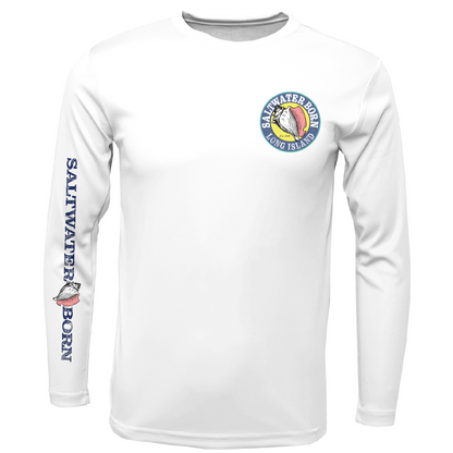 Long Island, NY State Flag Outline Men's Long Sleeve UPF 50+ Dry-Fit Shirt