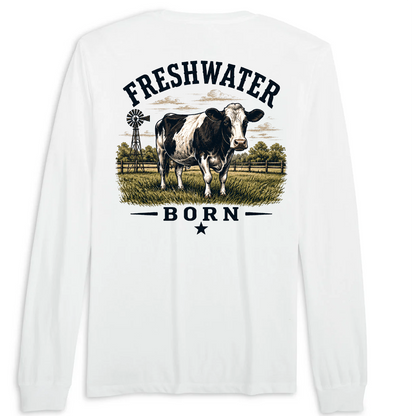 Freshwater Born- Holstein Cow Men's Cotton Long Sleeve Shirt