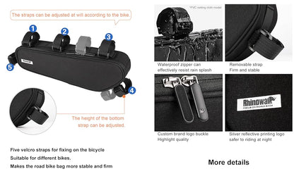 Rhinowalk Bike Frame Bag - Triangle Front Bag Under Top Tube Storage X21656