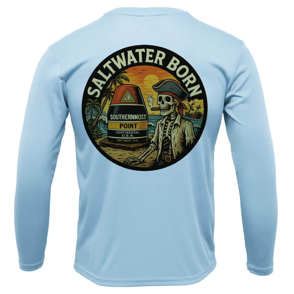 Key West, FL Pirate Men's Long Sleeve UPF 50+ Dry-Fit Shirt