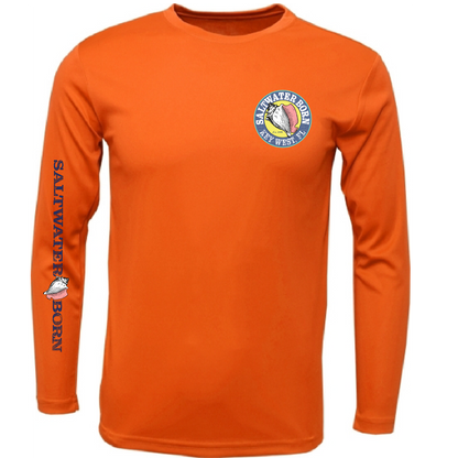 Key West, FL Realistic Lobster Men's Long Sleeve UPF 50+ Dry-Fit Shirt