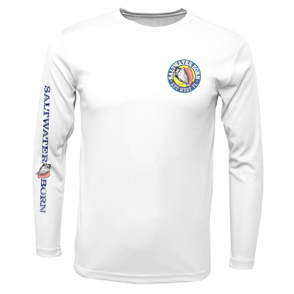 Key West, FL Saltwater Born Circle Logo Clean Long Sleeve UPF 50+ Dry-Fit Shirt