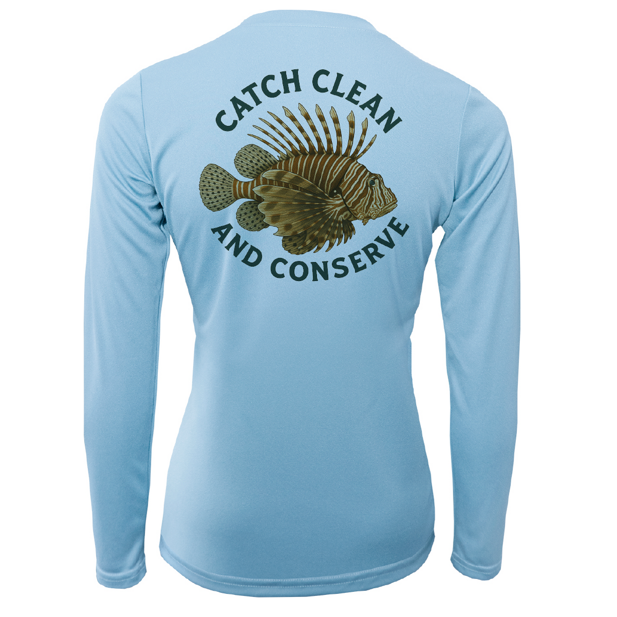 Key West, FL "Catch Clean Conserve" Lionfish Women's Long Sleeve UPF 50+ Dry-Fit Shirt