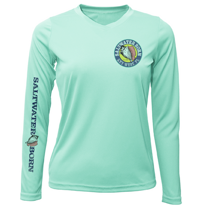 Key West, FL "Catch Clean Conserve" Lionfish Women's Long Sleeve UPF 50+ Dry-Fit Shirt