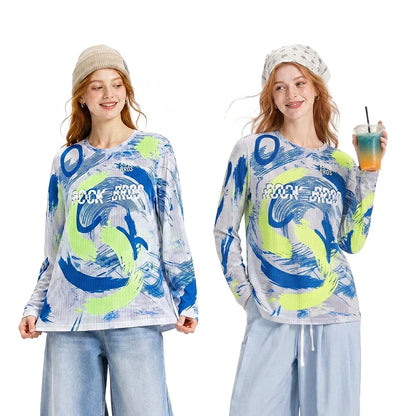 Long Sleeve Cycling Jersery Casual Loose Printed