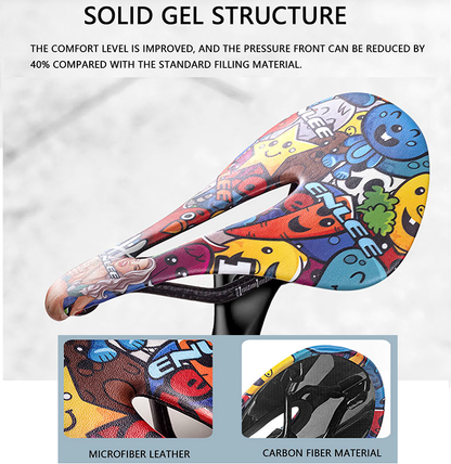 ENLEE Carbon Fiber Bike Saddle Shock Absorbing Cycling Saddle Cushion for Road MTB Mountain Bikes