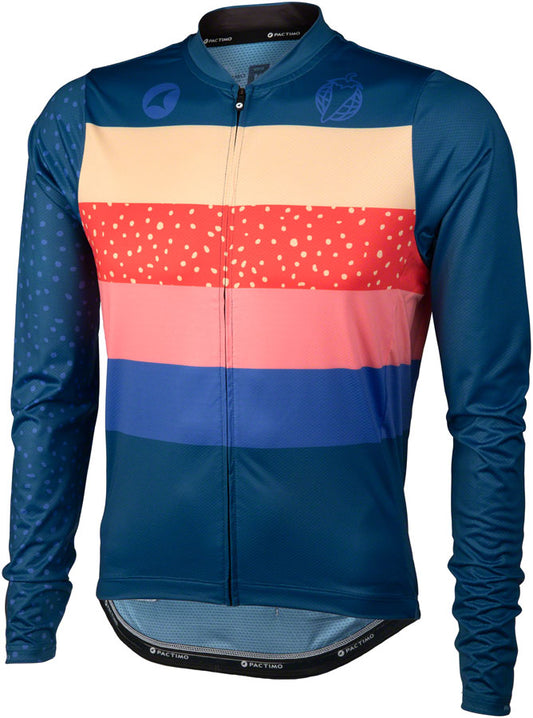 Salsa Team Polytone Men's Long Sleeve Jersey - Dark Blue w/ Stripes Small