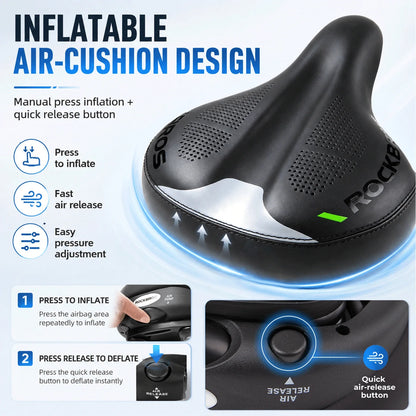 Adjustable Air Cushion Bike Saddle Wide Comfort Shock Absorbing Seat