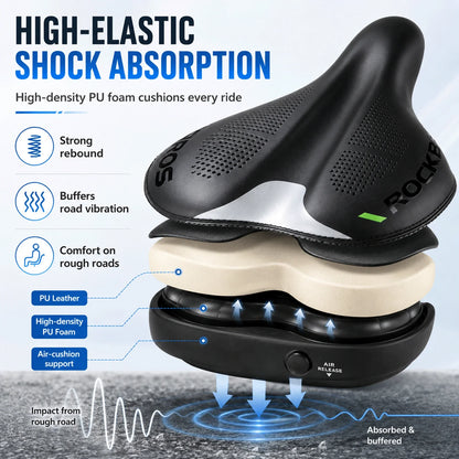 Adjustable Air Cushion Bike Saddle Wide Comfort Shock Absorbing Seat