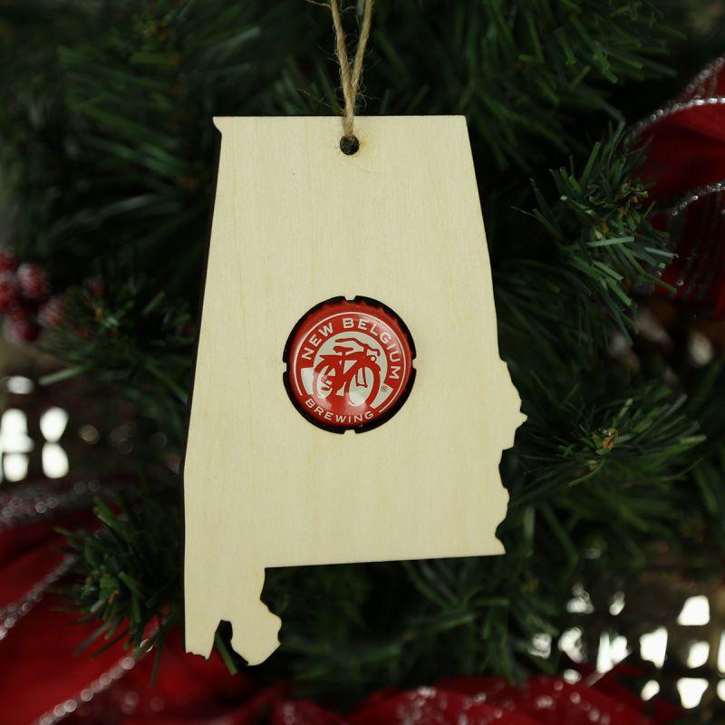 Alabama Beer Cap Map Ornaments