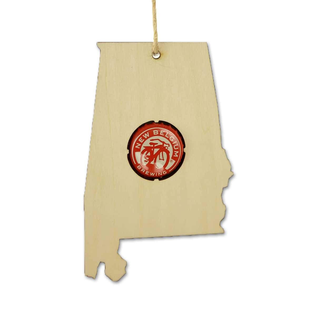 Alabama Beer Cap Map Ornaments