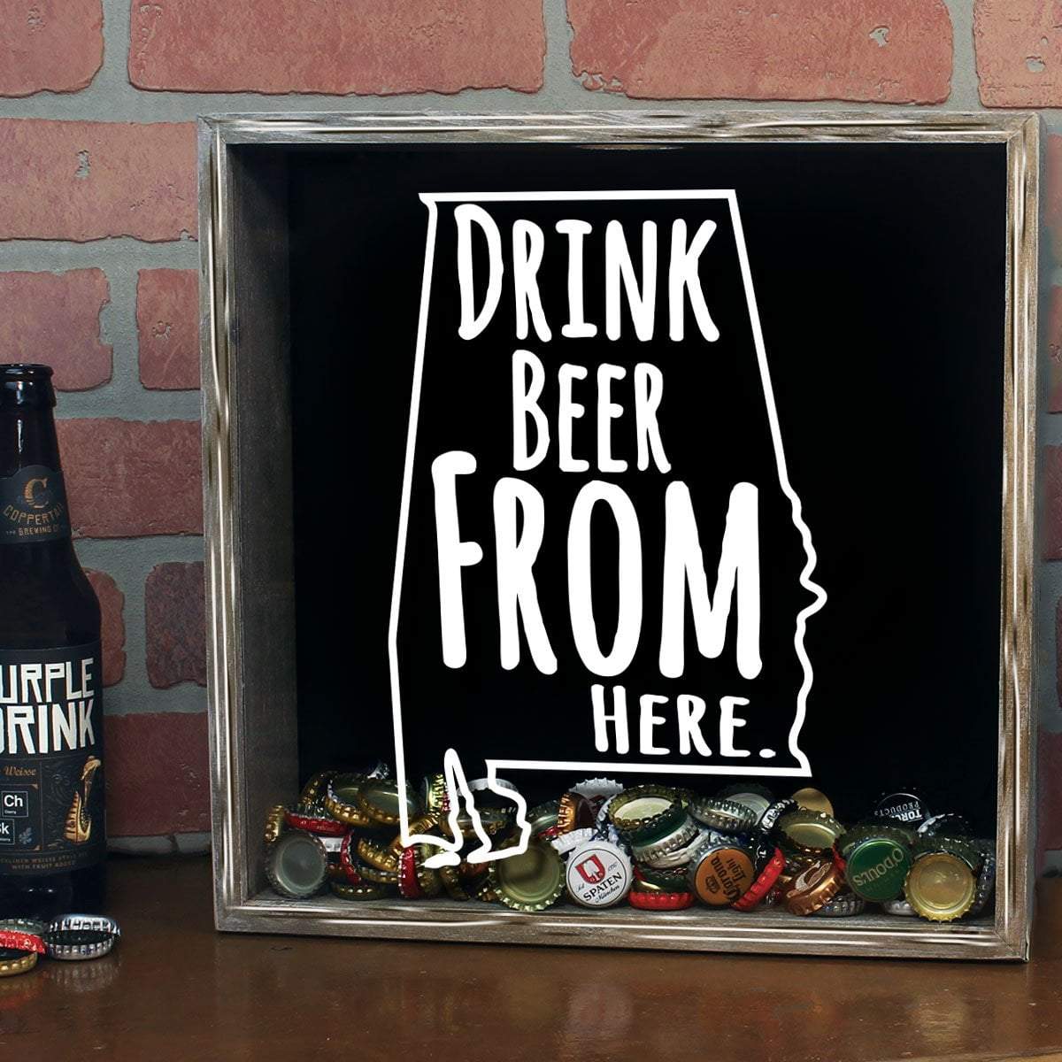 Alabama Drink Beer From Here Beer Cap Shadow Box