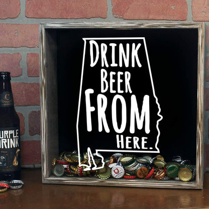 Alabama Drink Beer From Here Beer Cap Shadow Box