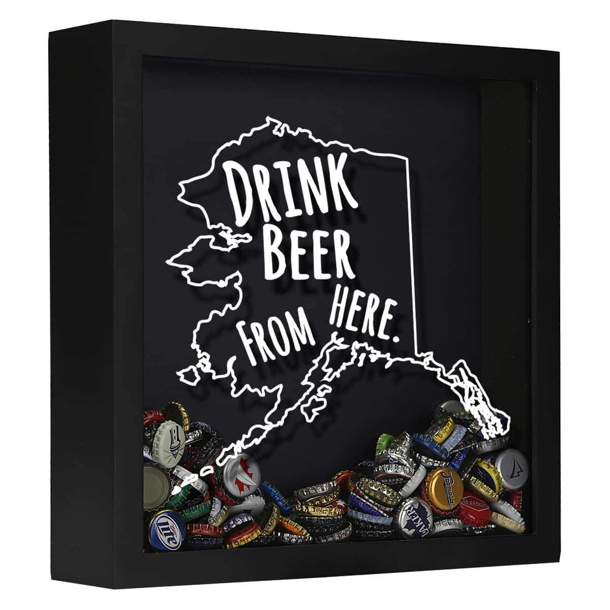 Alaska Drink Beer From Here Beer Cap Shadow Box