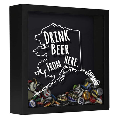 Alaska Drink Beer From Here Beer Cap Shadow Box