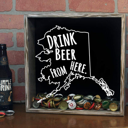 Alaska Drink Beer From Here Beer Cap Shadow Box