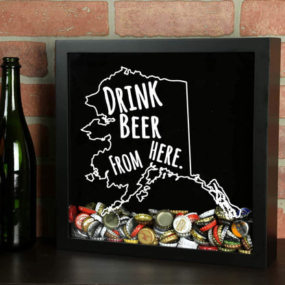 Alaska Drink Beer From Here Beer Cap Shadow Box