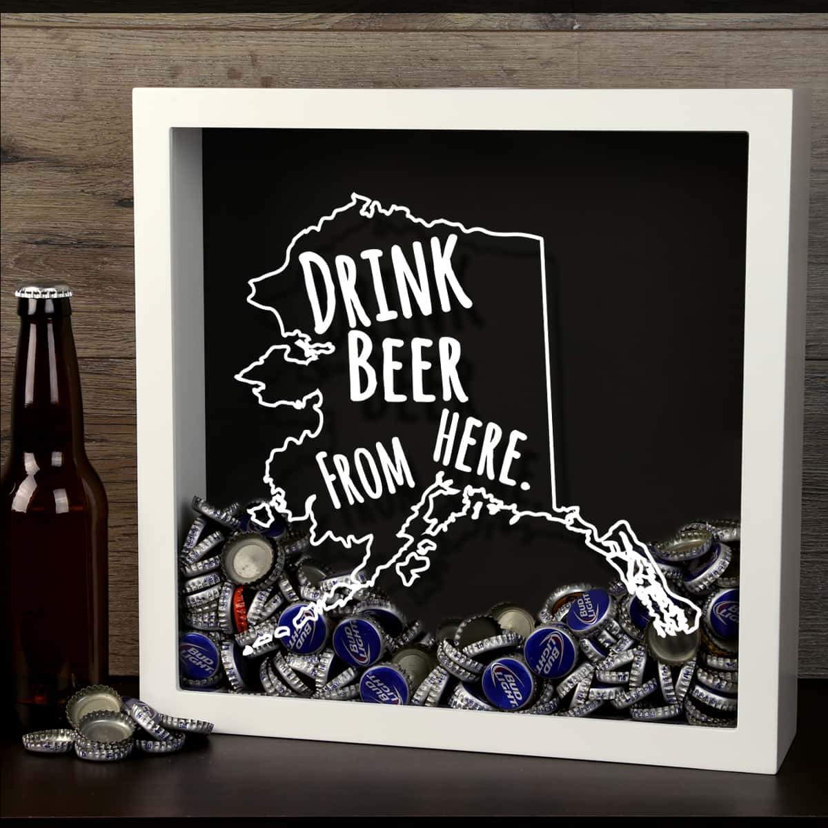 Alaska Drink Beer From Here Beer Cap Shadow Box