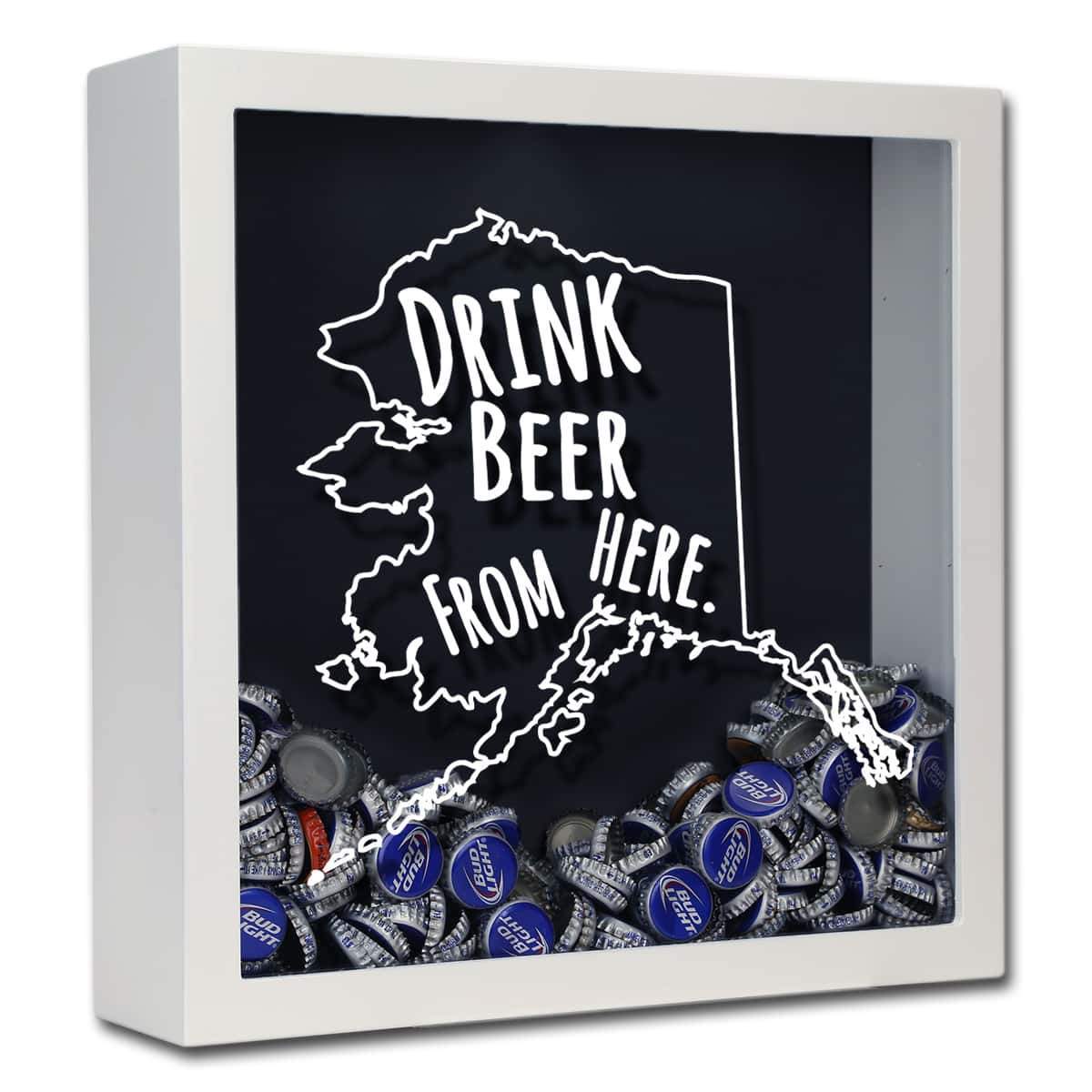 Alaska Drink Beer From Here Beer Cap Shadow Box