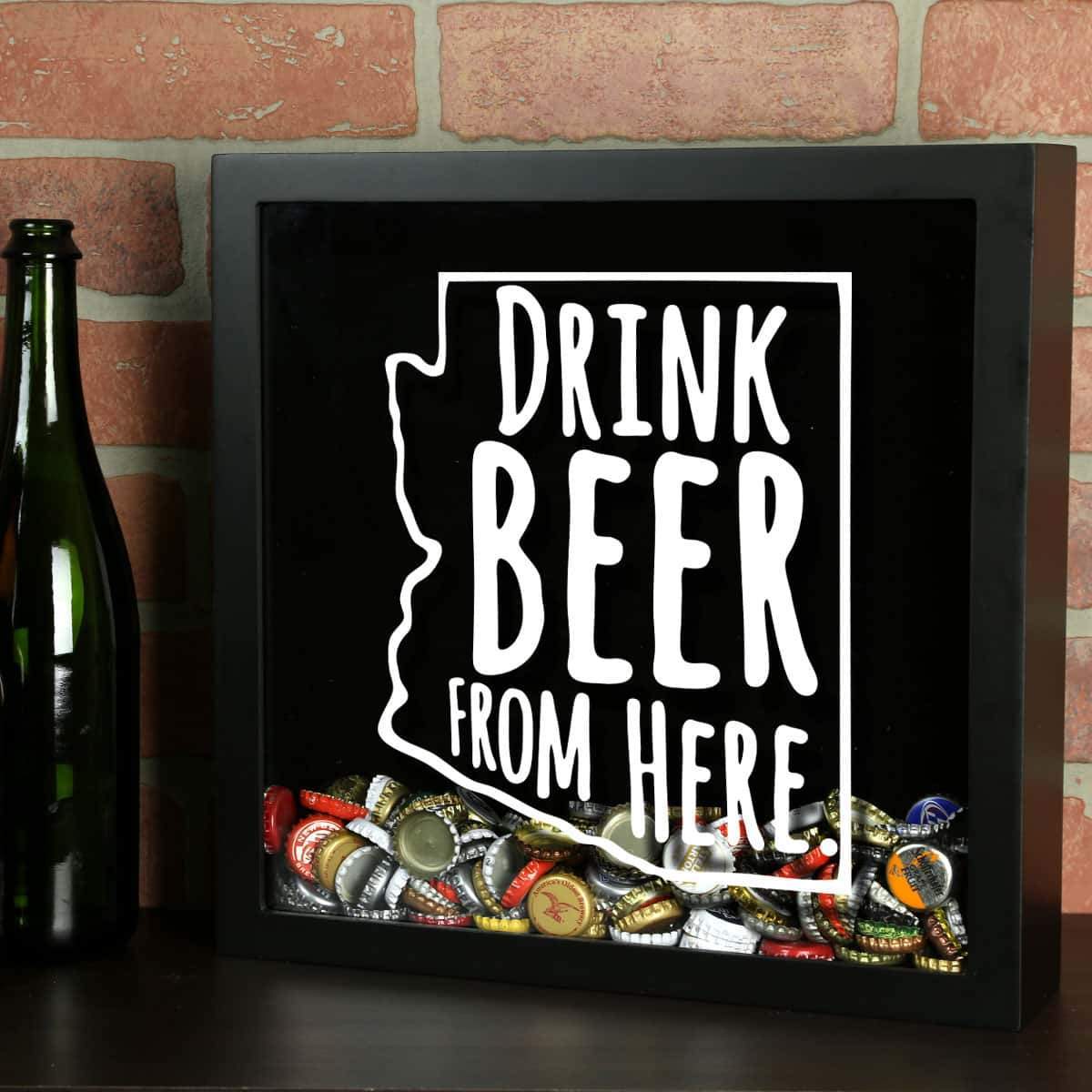 Arizona Drink Beer From Here Beer Cap Shadow Box